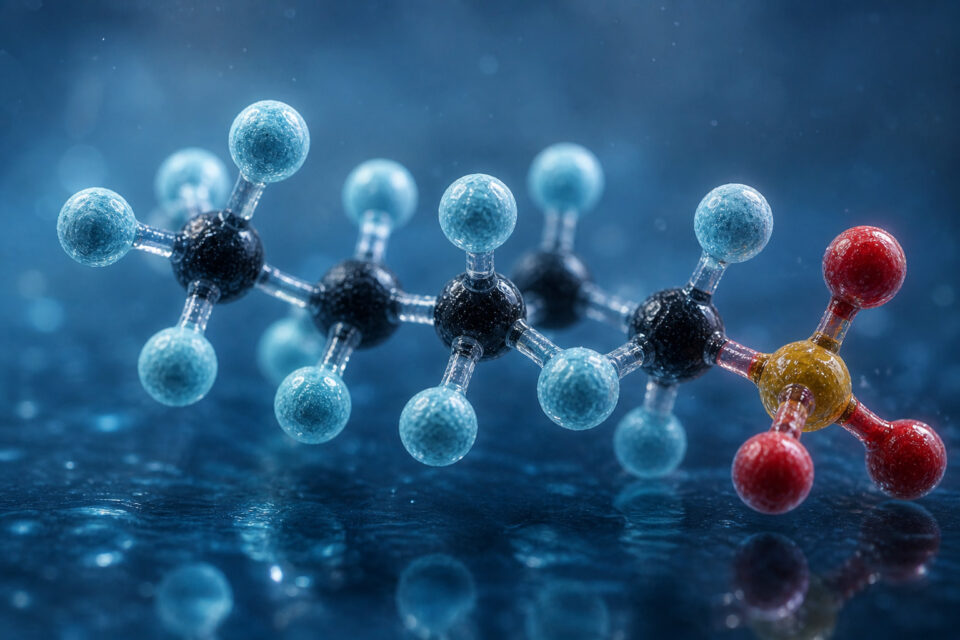 Representación de la estructura química de un contaminante persistente